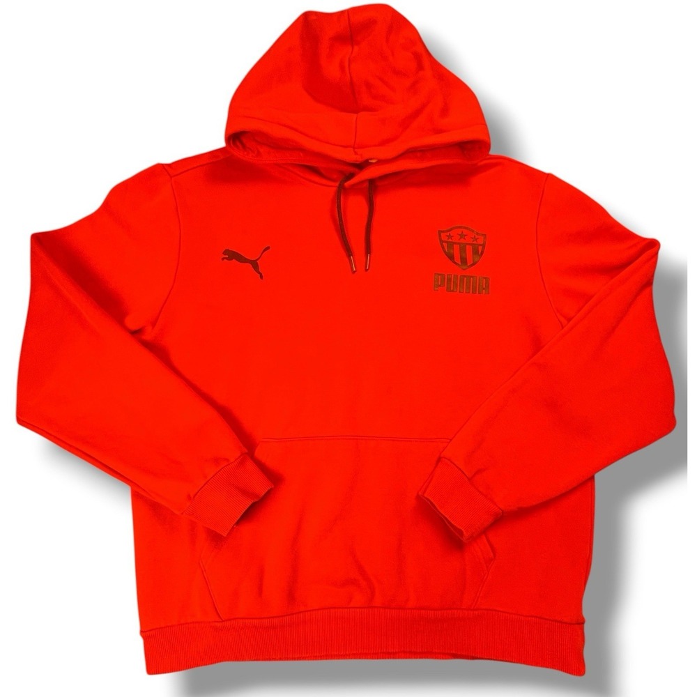 Puma Hoodie Sweatshirt Red Pullover Logo Athletic Men's Size L EST Oversized